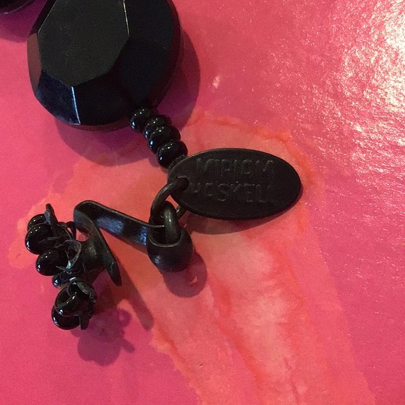 Miriam Haskell Black Onyx necklace 7 1/2” drop VINTAGE Art Deco - Picture 2 of 5